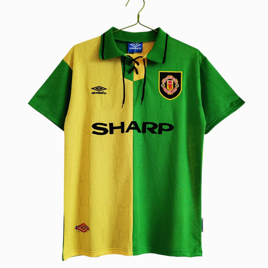 Manchester United 1992-94 Maillot Rétro Jaune-Vert