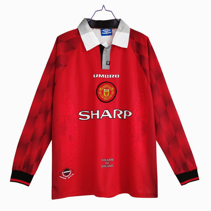 Manchester United 1996-97 Maillot Rétro Domicile Manches Longues