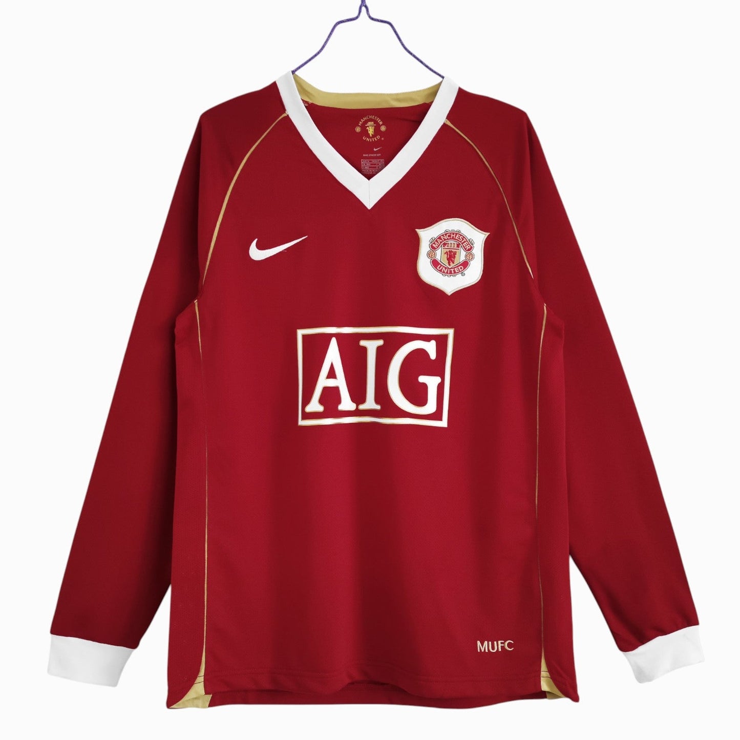 Manchester United 2006-07 Maillot Rétro Domicile Manches Longues